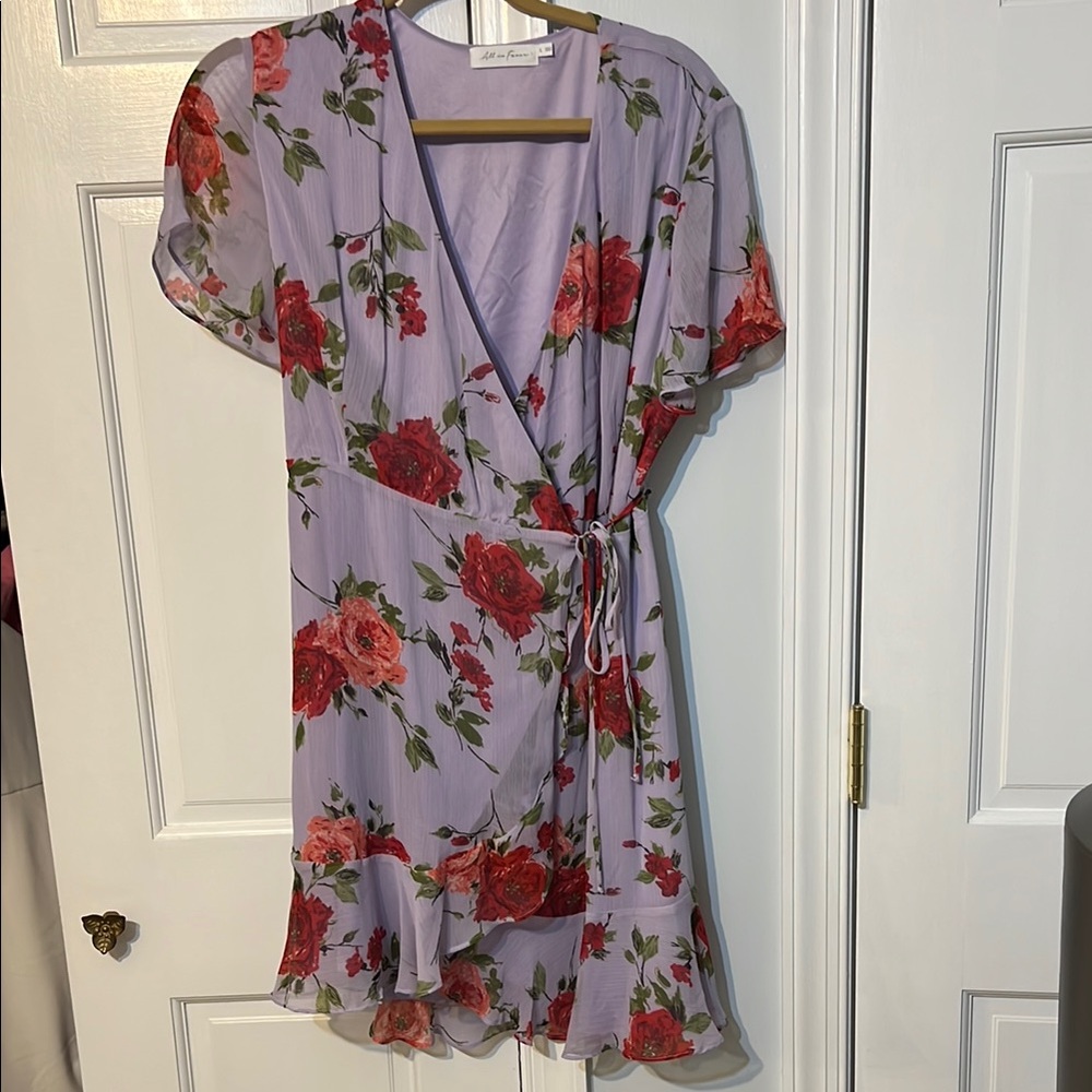 Floral Wrap Dress with Red Roses
